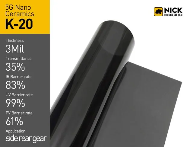 निक 20 प्रतिशत प्रीकट सिरेमिक विंडो टिंट
